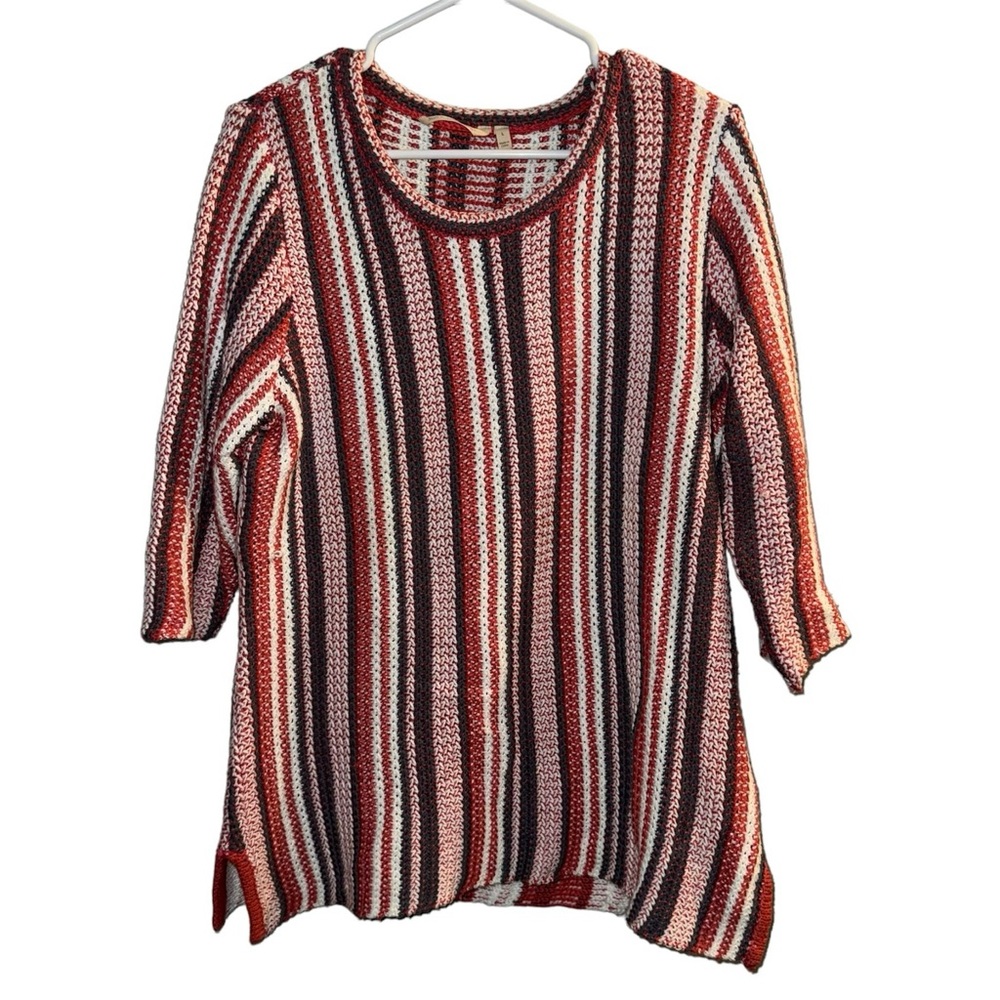 Soft Surroundings Striped Knit 3/4 Sleeve Sweater
